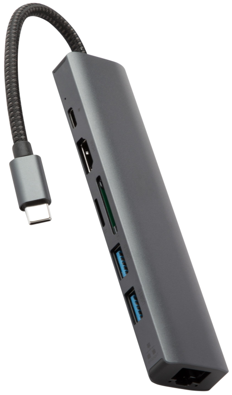 Адаптер moonfish Multiport Type-C, Ethernet 7 в 1, серый