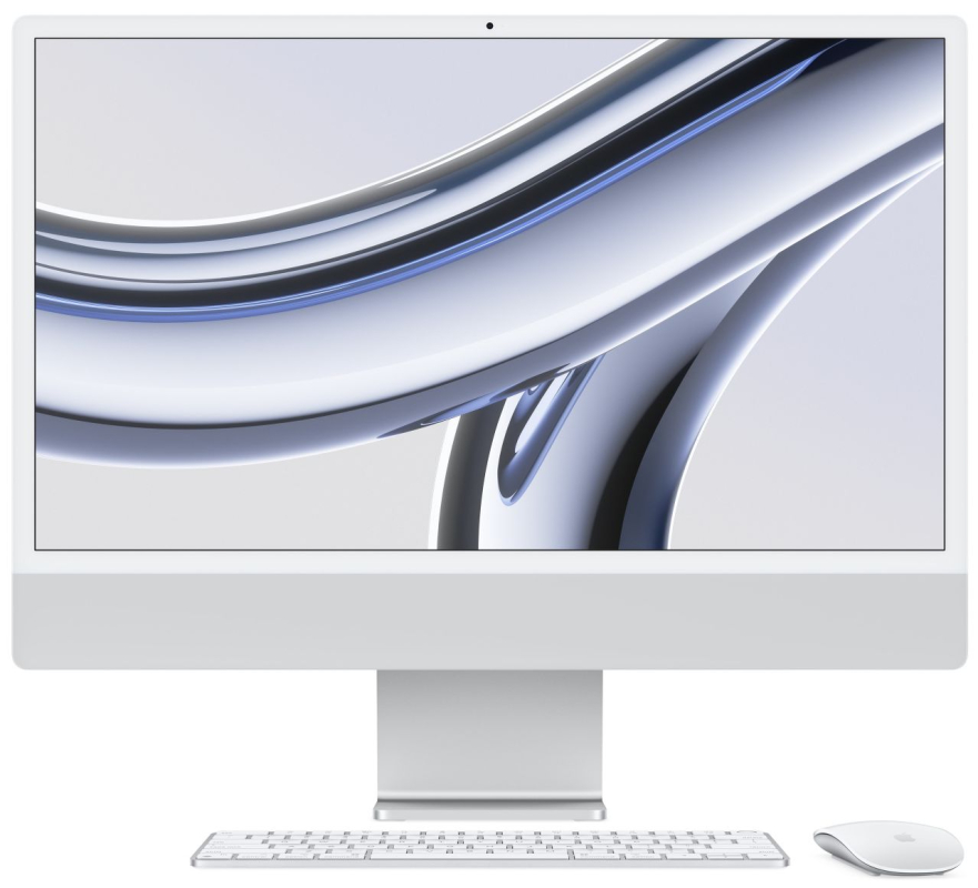 Apple iMac 24″ Retina 4,5K, M3 (8C CPU, 10C GPU, 2023), 16 ГБ, 256 ГБ SSD, серебристый