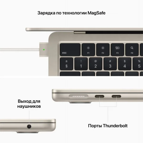 Apple MacBook Air 13″ (M2, 8C CPU/10C GPU, 2022), 16 ГБ, 1 ТБ SSD, «сияющая звезда»