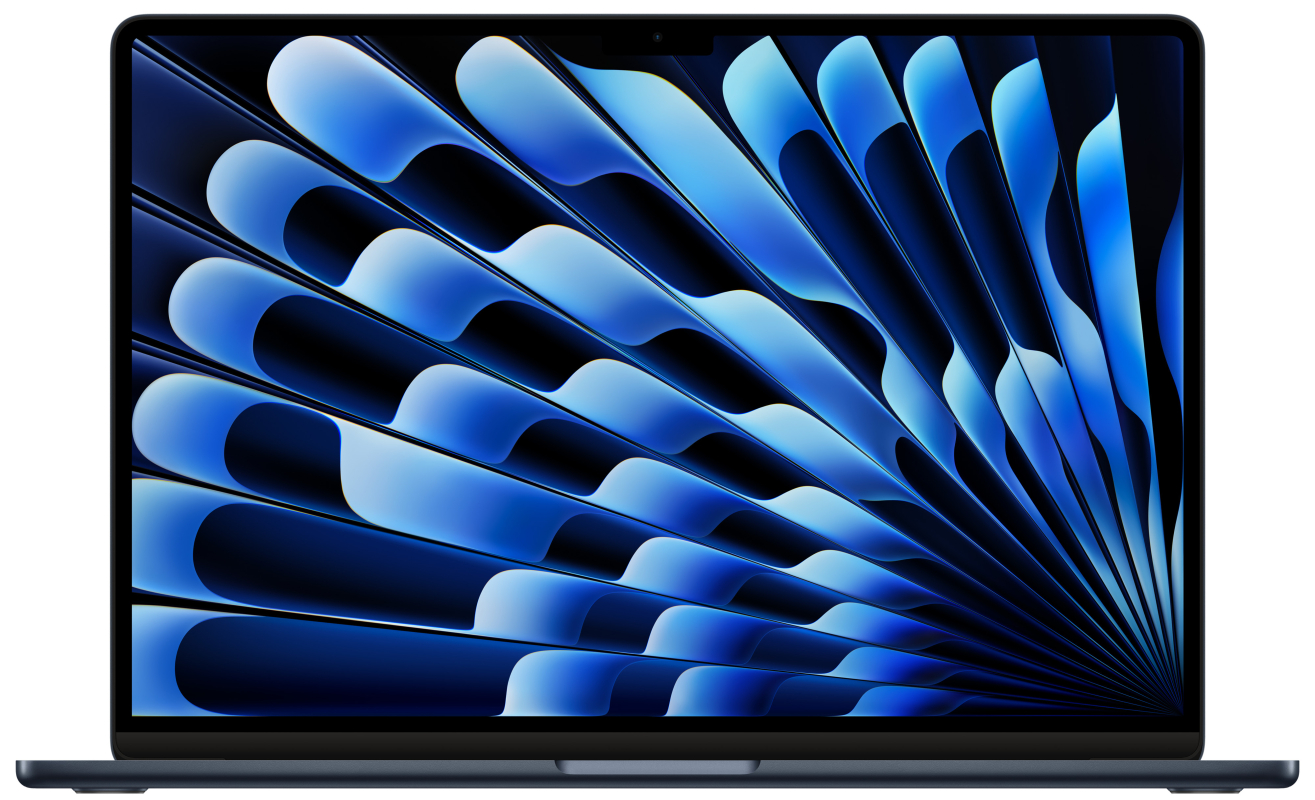Apple MacBook Air 15″ (M3, 8C CPU/10C GPU, 2024), 16 ГБ, 256 ГБ SSD, «полуночный черный»