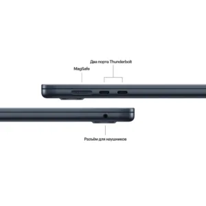 Apple MacBook Air 15″ (M3, 8C CPU/10C GPU, 2024), 8 ГБ, 512 ГБ SSD, «полуночный черный»
