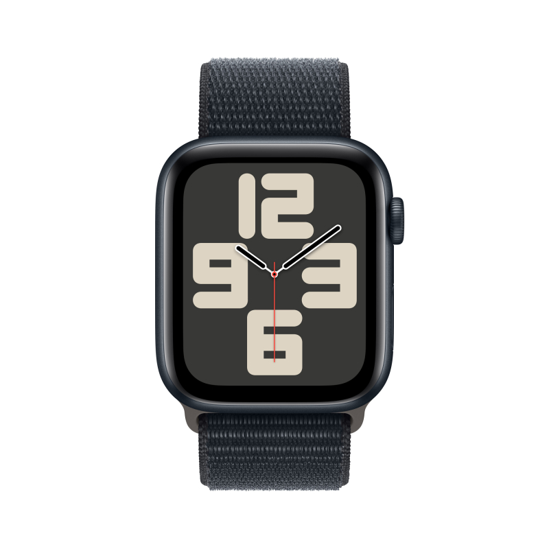 Apple Watch SE 2023, 44 мм, корпус из алюминия цвета «тёмная ночь», спортивный браслет цвета «тёмная ночь»