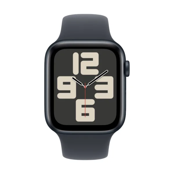 Apple Watch SE 2024, 44 мм, корпус из алюминия цвета «полуночный черный», спортивный ремешок цвета «полуночный черный» M/L
