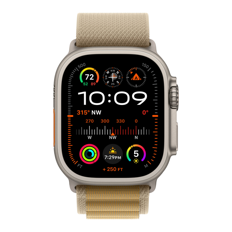 Apple Watch Ultra 2 GPS + Cellular, 49 мм, корпус из бежевого титана, ремешок Alpine цвета “загар”, размер M