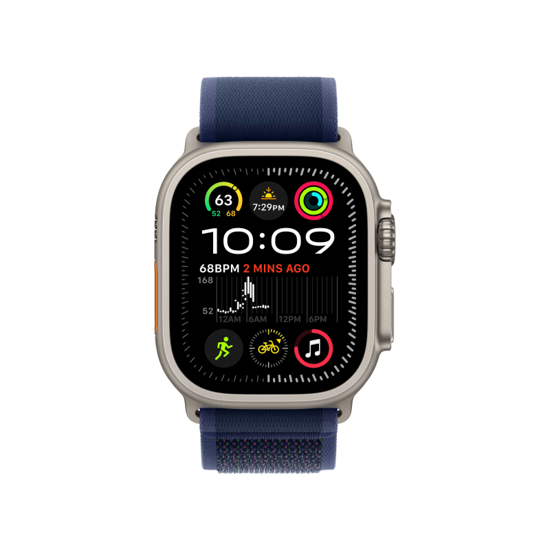 Apple Watch Ultra 2 GPS + Cellular, 49 мм, корпус из бежевого титана, ремешок Trail голубого цвета, размер M