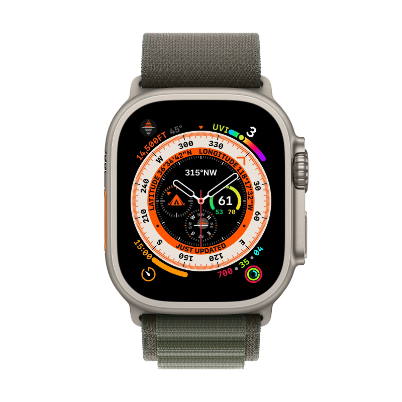 Apple Watch Ultra GPS + Cellular, 49 мм, корпус из титана, ремешок Alpine зеленого цвета, размер L