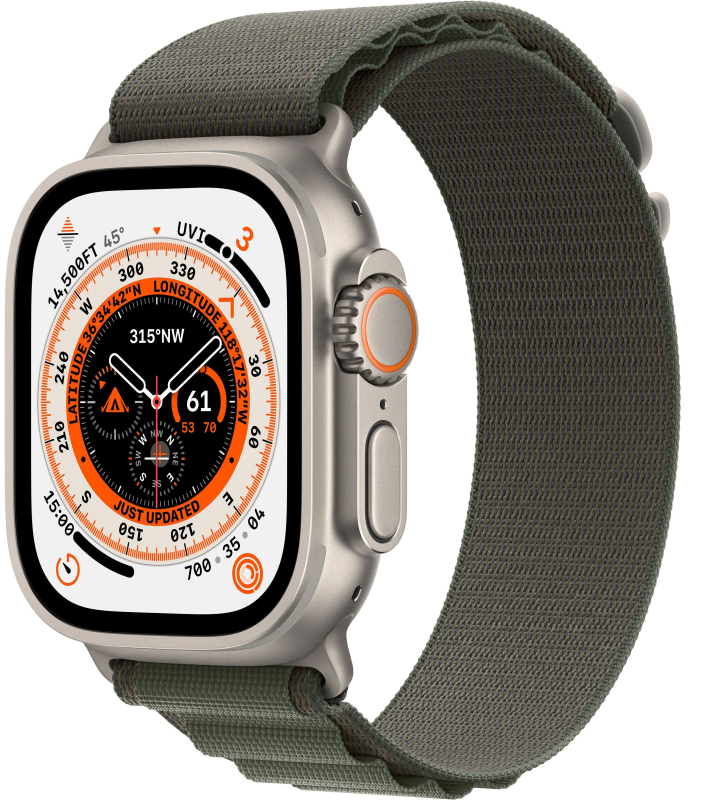 Apple Watch Ultra GPS + Cellular, 49 мм, корпус из титана, ремешок Alpine зеленого цвета, размер L