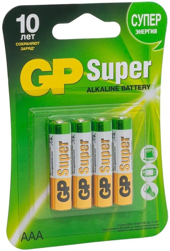 Батарейка GP Super Alkaline 24А, тип ААА, 4 шт.