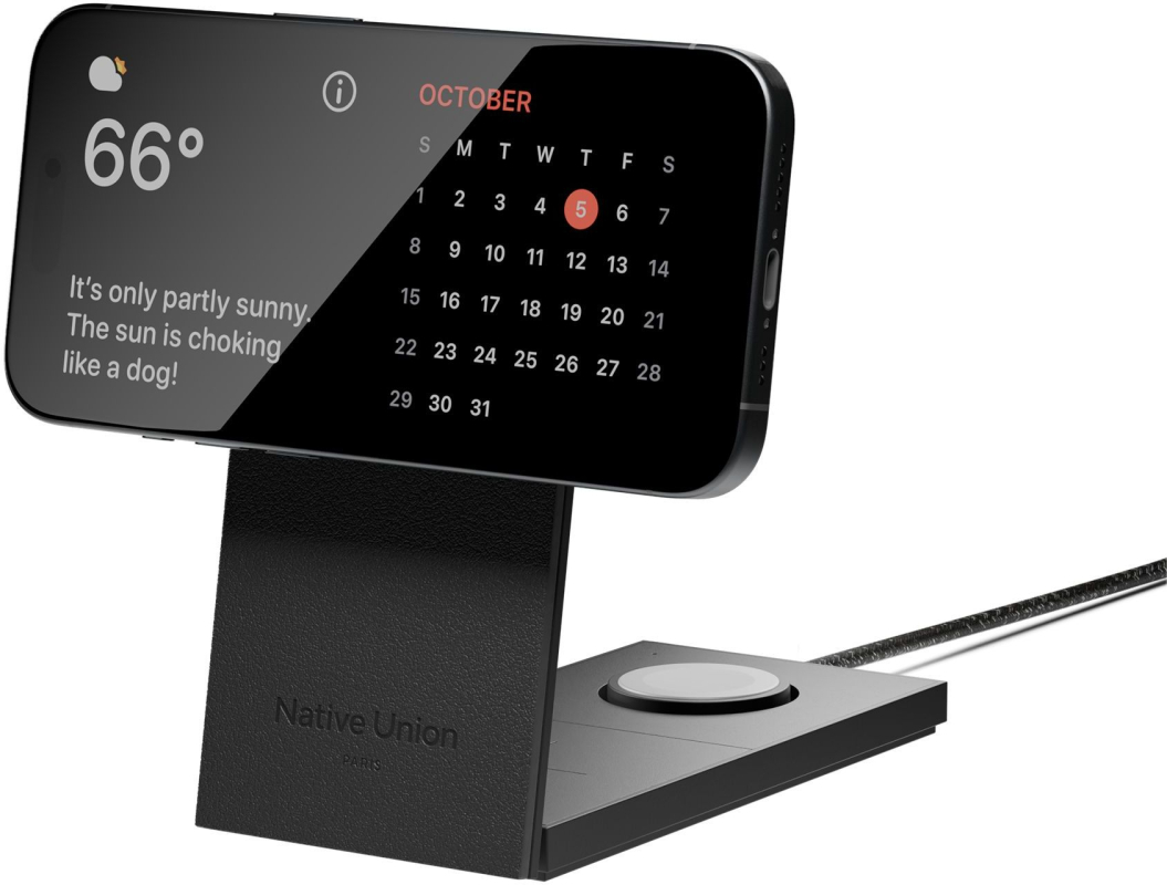 Беспроводное зарядное устройство Native Union Rise 3-in-1 Magnetic Wireless Charger, MagSafe, 15 Вт, черный