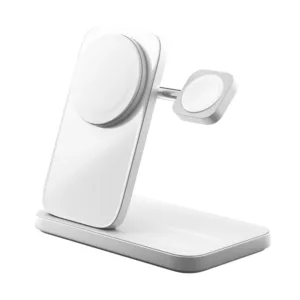 Беспроводное зарядное устройство Nomad Stand One Max 3-in-1 MagSafe, 15 Вт, Qi2, серебристый
