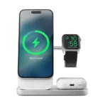 Беспроводное зарядное устройство Nomad Stand One Max 3-in-1 MagSafe, 15 Вт, Qi2, серебристый