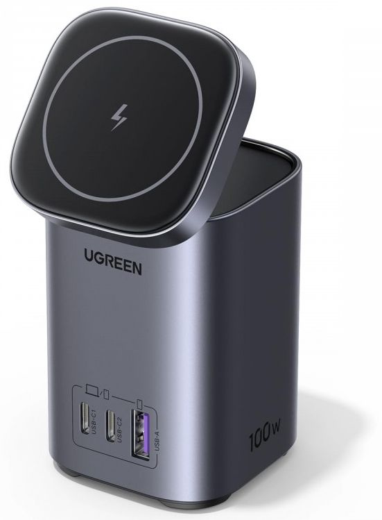 Беспроводное зарядное устройство UGREEN CD342 2 в 1, 100Вт, темно-серый