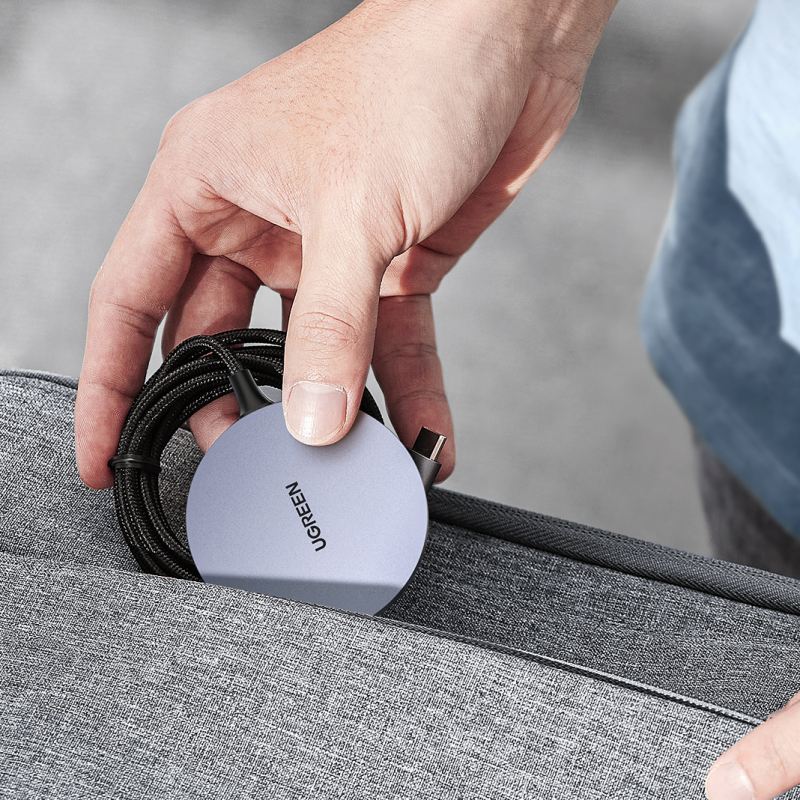 Беспроводное зарядное устройство UGREEN Magnetic Wireless Charger, 15Вт, серый космос