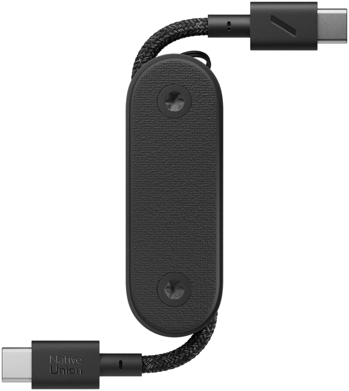 Брелок Native Union Pocket + кабель USB-С – USB-С, пластик, черный