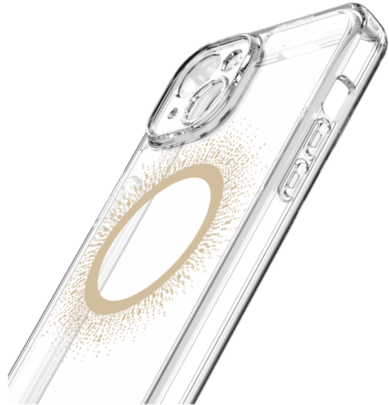 Чехол Avana AURA для iPhone 15 Plus MagSafe, прозрачный/золотой