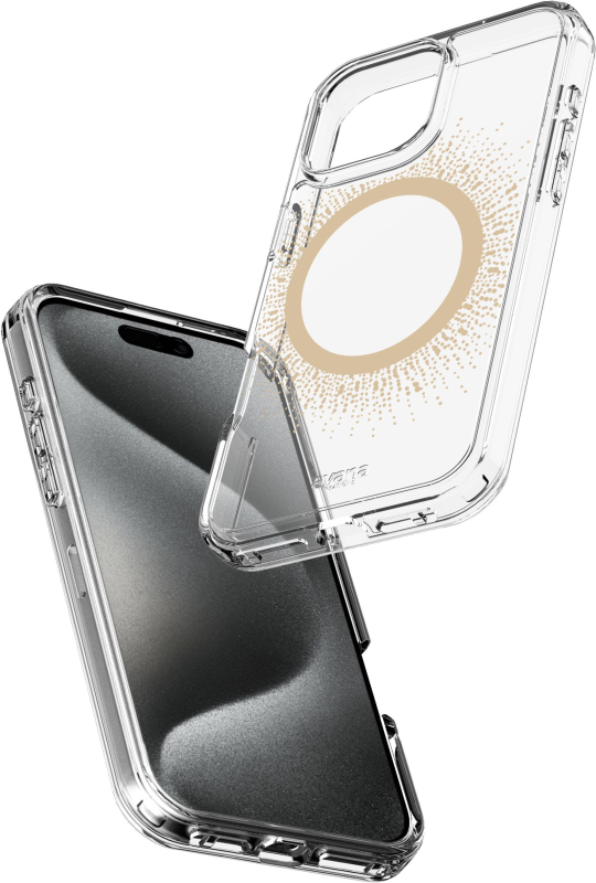 Чехол AVANA Aura для iPhone 16 Pro Max MagSafe, прозрачный+золотой
