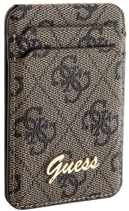 Чехол-бумажник Guess Wallet Cardslot Magsafe Script logo, коричневый