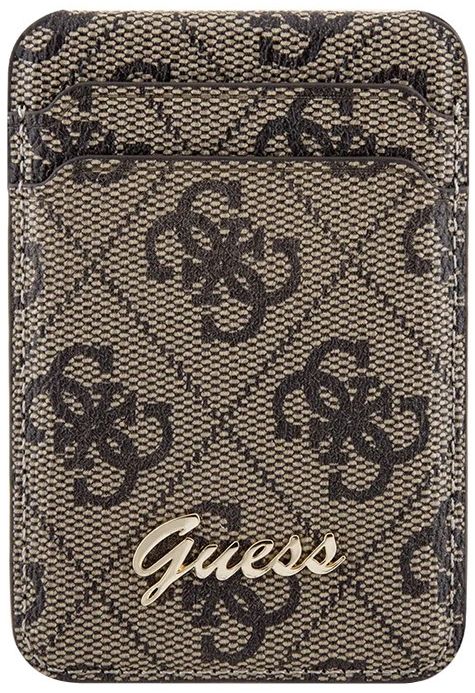 Чехол-бумажник Guess Wallet Cardslot Magsafe Script logo, коричневый