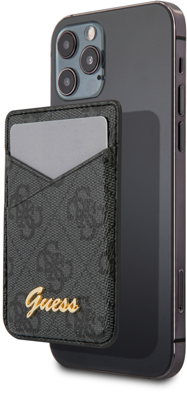 Чехол-бумажник Guess Wallet Cardslot Magsafe Trangle logo, черный