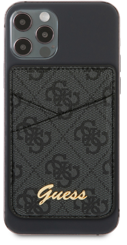 Чехол-бумажник Guess Wallet Cardslot Magsafe Trangle logo, черный