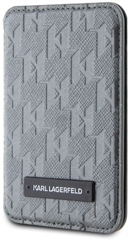 Чехол-бумажник Karl Lagerfeld Saffiano Monogram Cardslot MagSafe, серебряный