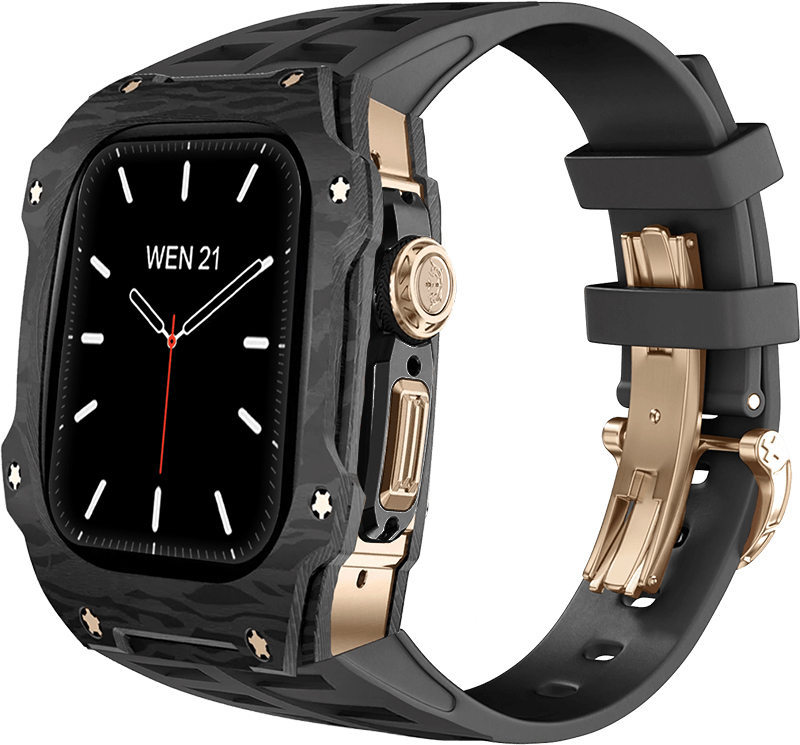 Чехол Caviar Case Advantage для Apple Watch Ultra 49 мм, карбон, черный/золотой