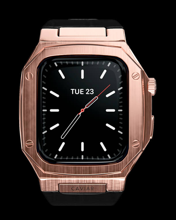 Чехол Caviar Case Classic Virtue для Apple Watch 45 мм, сталь, розовое золото/черный