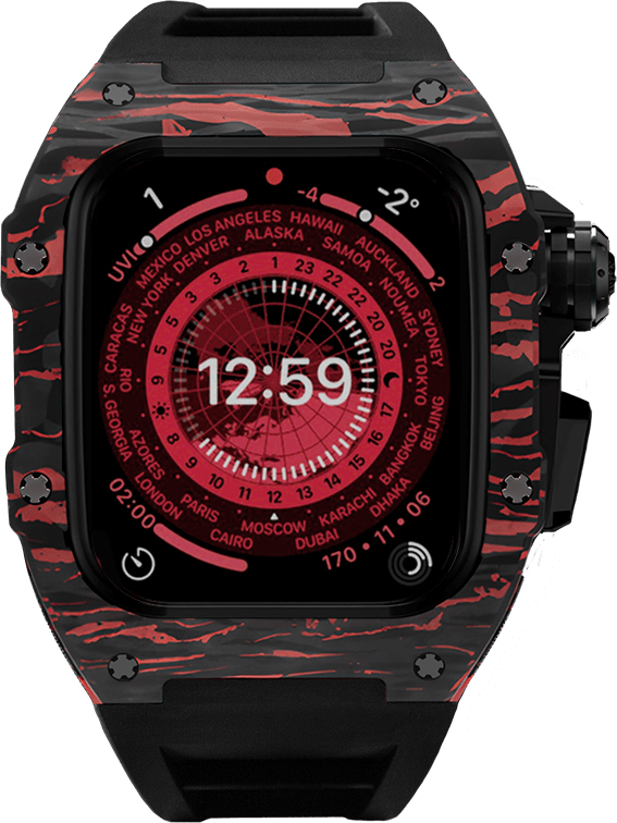 Чехол Caviar Case Extreme Hellfire для Apple Watch 45 мм, сталь, черный/красный