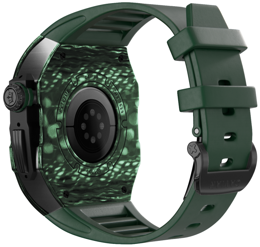 Чехол Caviar Case Extreme Windigo для Apple Watch 45 мм, карбон, темно-зеленый