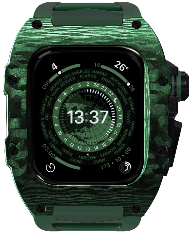 Чехол Caviar Case Extreme Windigo для Apple Watch 45 мм, карбон, темно-зеленый