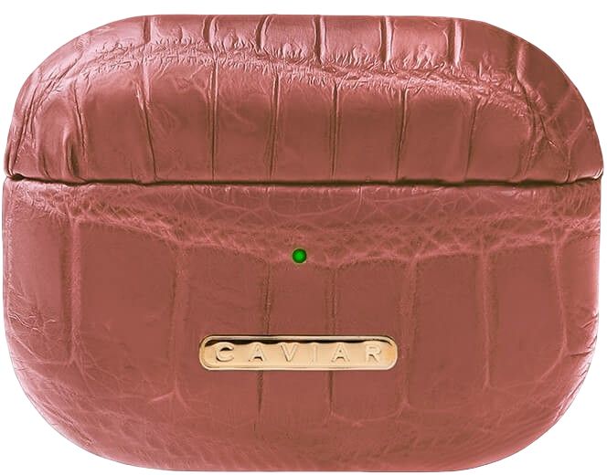 Чехол Caviar Leather Case для Airpods Pro 2, кожа, персиковый