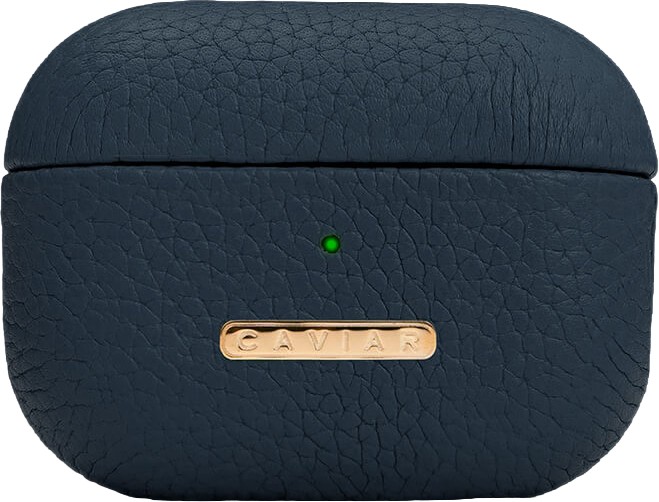 Чехол Caviar Leather Case для Airpods Pro 2, кожа, тёмно‑синий