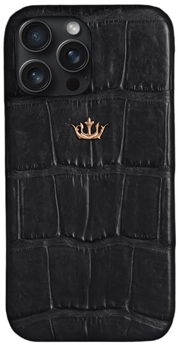 Чехол Caviar Leather Case для iPhone 15 Pro, кожа, черный