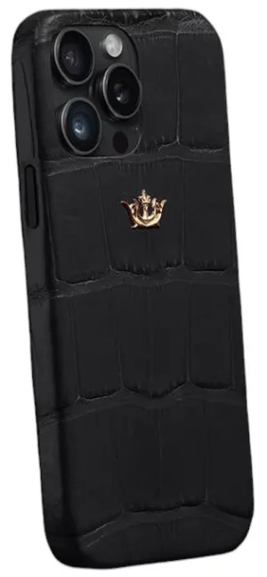 Чехол Caviar Leather Case для iPhone 15 Pro Мах, кожа, черный