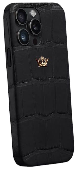 Чехол Caviar Leather Case для iPhone 15 Pro Мах, кожа, черный