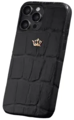 Чехол Caviar Leather Case для iPhone 15 Pro Мах, кожа, черный