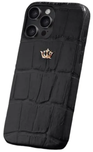 Чехол Caviar Leather Case для iPhone 15 Pro Мах, кожа, черный