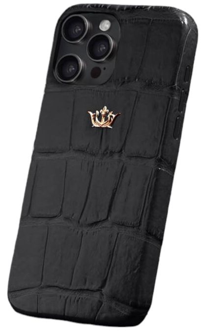 Чехол Caviar Leather Case для iPhone 15 Pro Мах, кожа, черный