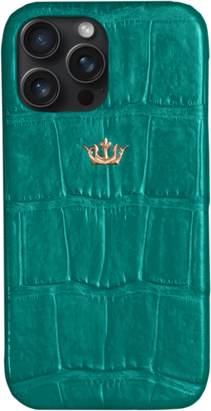 Чехол Caviar Leather Case для iPhone 15 Pro Мах, кожа, изумрудный