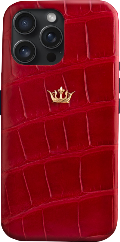 Чехол Caviar Leather Case для iPhone 15 Pro Мах, кожа, красный