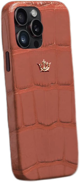 Чехол Caviar Leather Case для iPhone 15 Pro Мах, кожа, терракотовый