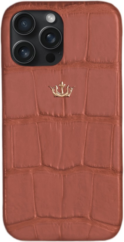 Чехол Caviar Leather Case для iPhone 15 Pro Мах, кожа, терракотовый