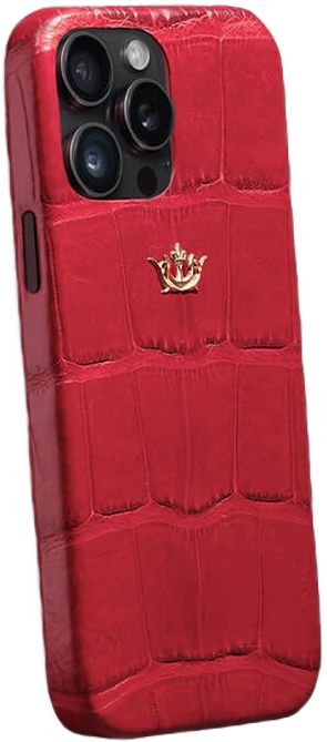 Чехол Caviar Leather Case для iPhone 16 Pro Мах, кожа, красный