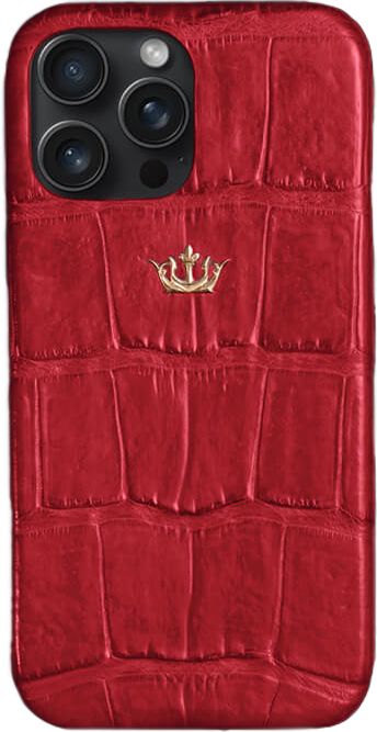 Чехол Caviar Leather Case для iPhone 16 Pro Мах, кожа, красный