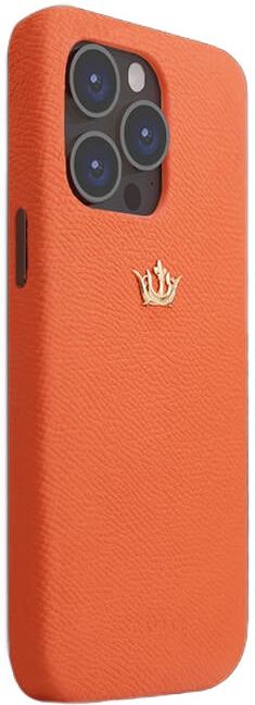 Чехол Caviar Leather Case для iPhone 16 Pro Мах, кожа, оранжевый