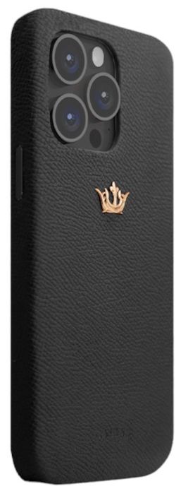Чехол Caviar Leather Fine Case для iPhone 15 Pro Мах, кожа, черный