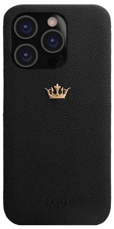 Чехол Caviar Leather Fine Case для iPhone 15 Pro Мах, кожа, черный