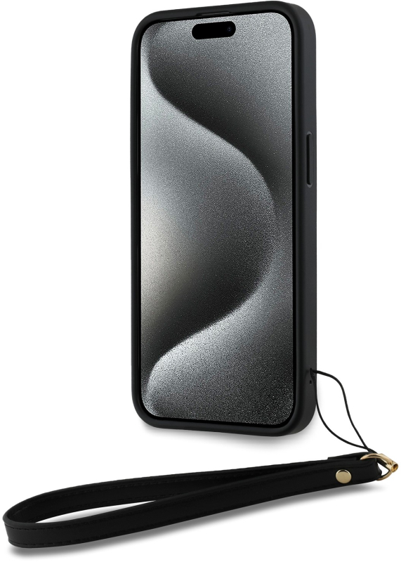 Чехол DKNY Stack с ремешком для iPhone 15 Pro Max, черный