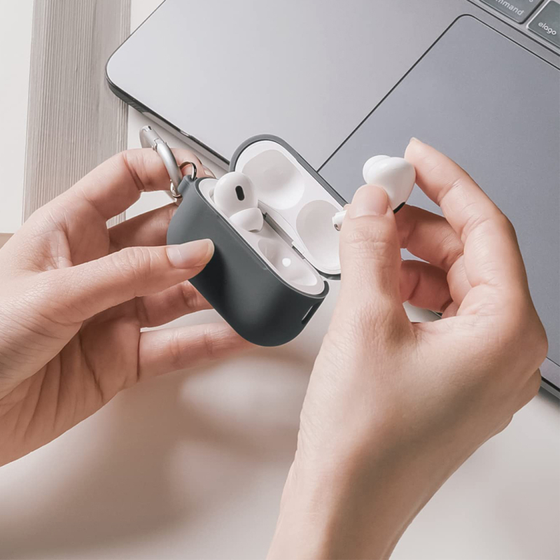 Чехол Elago Silicone Hang для AirPods Pro 2, силикон, темно-серый