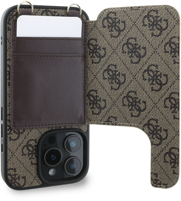 Чехол Guess Crossbody MagSafe для iPhone 16 Pro Max, коричневый